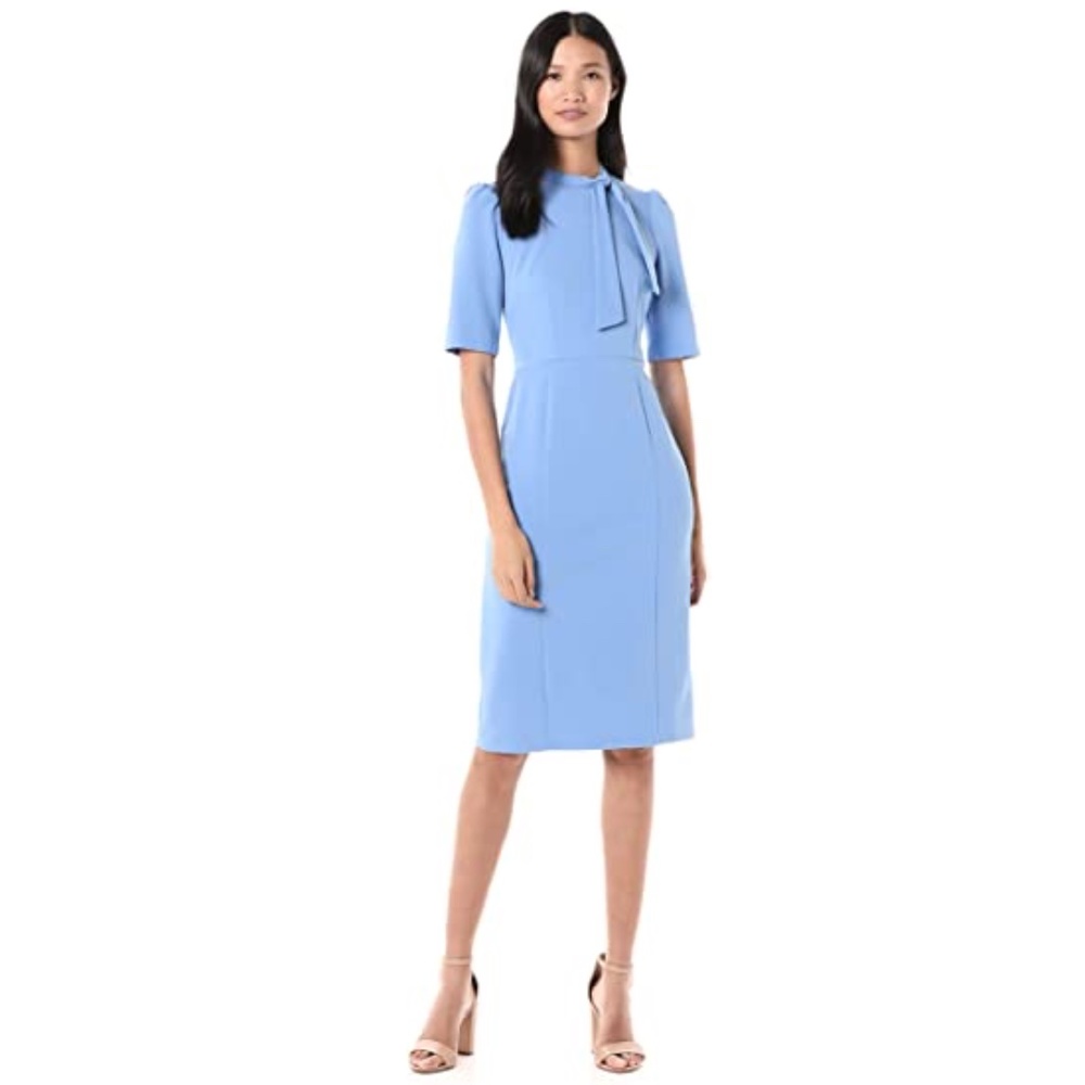 DONNA MORGAN tie neck crepe sheath dress size 0
